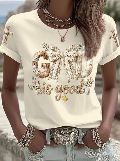 Frauen Osterhase Print Casual T-Shirt