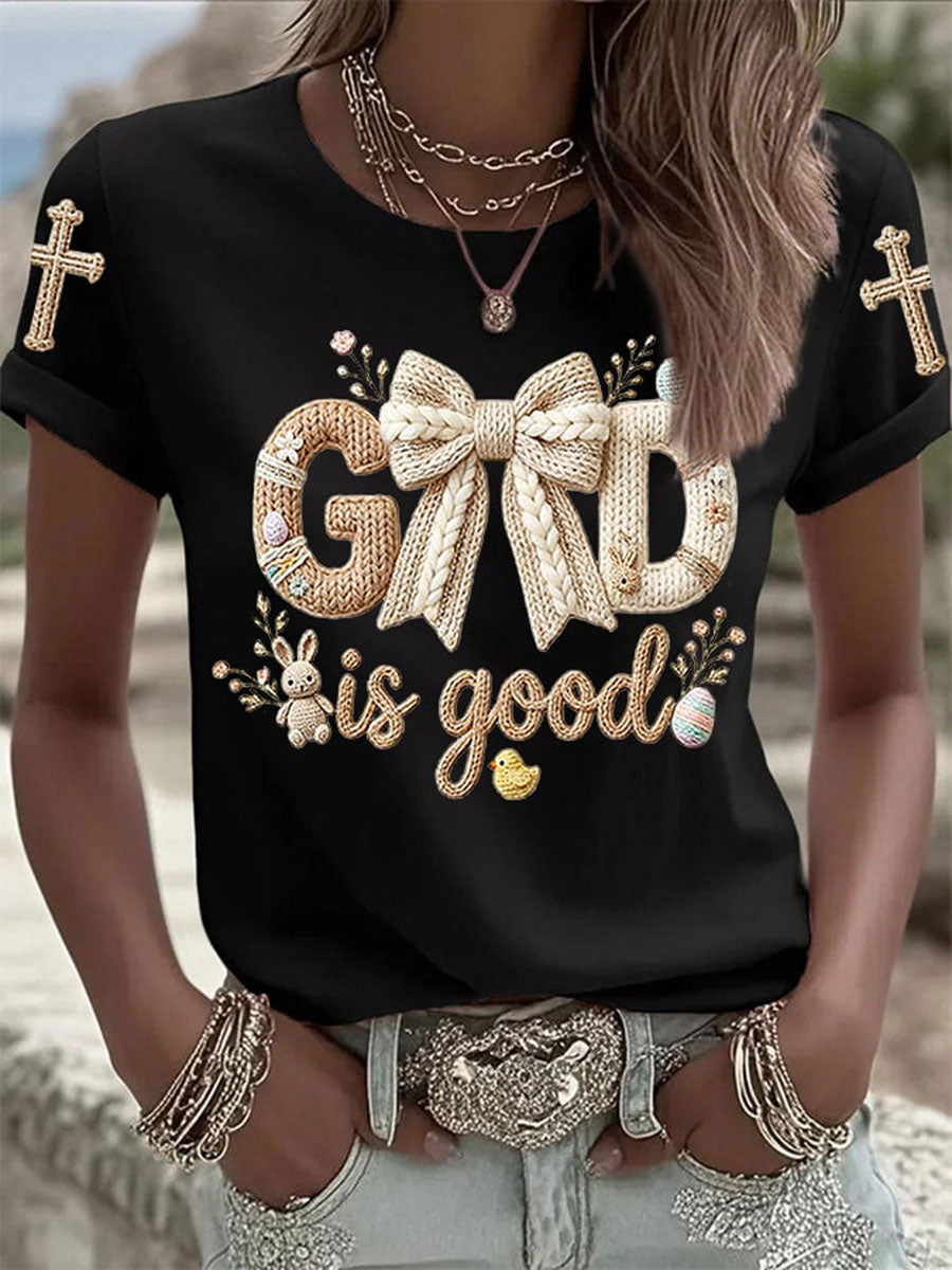 Frauen Osterhase Print Casual T-Shirt