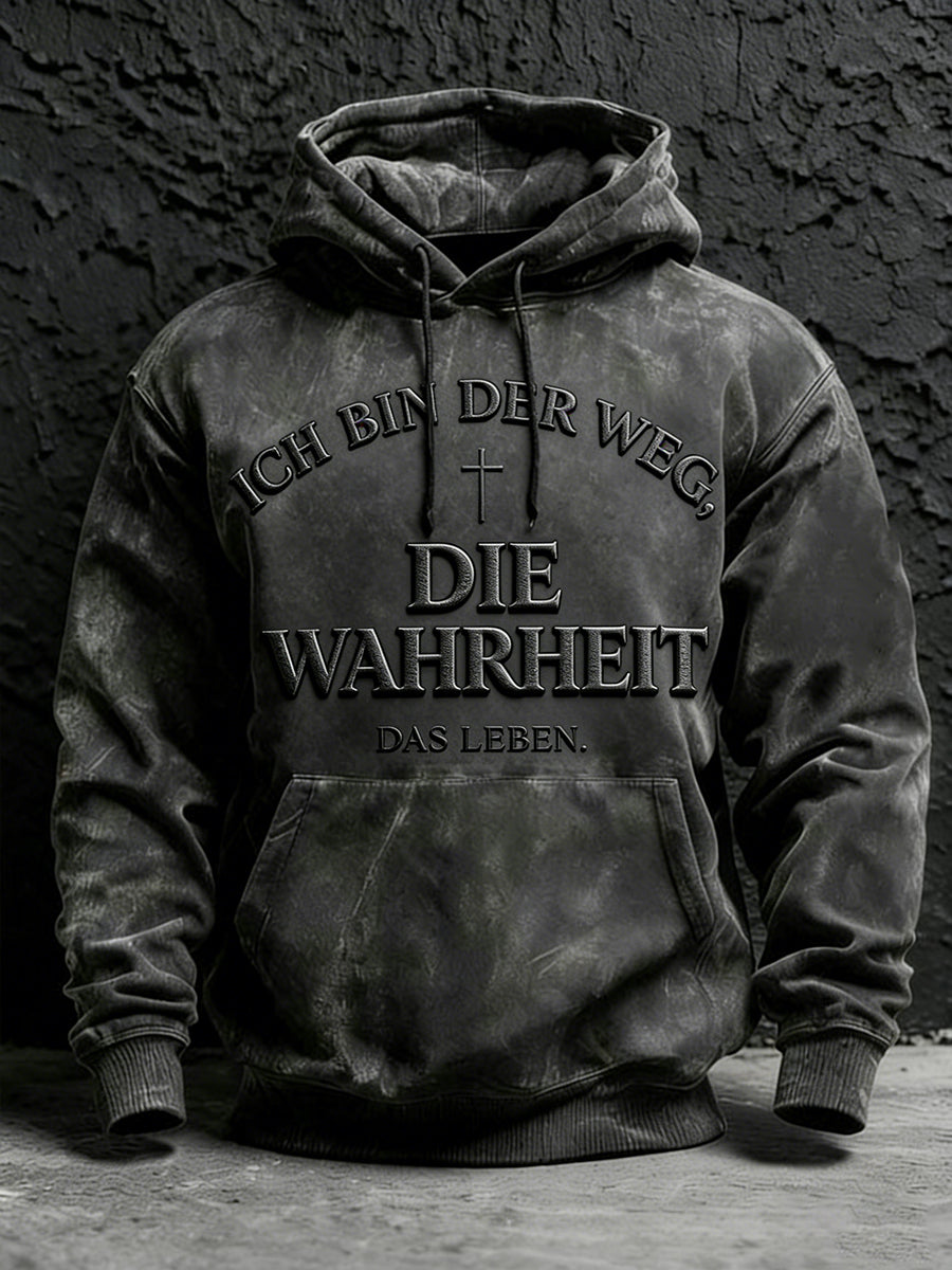 Herren Faith Print Übergroßer Schulter-Hoodie mit Tasche