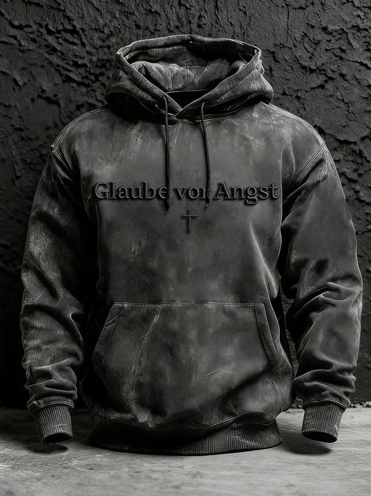 Herren Faith Print Übergroßer Schulter-Hoodie mit Tasche