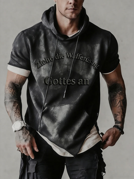 Herren-Sweatshirt mit kurzen Ärmeln mit Faith Print