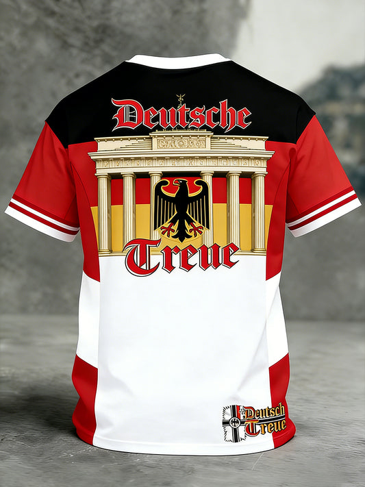 Herren Vintage deutsche Flagge Print Casual T-Shirt