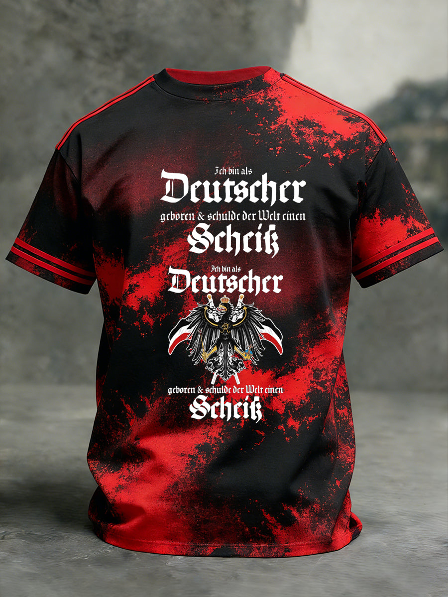 Herren Vintage deutsche Flagge Print Casual T-Shirt