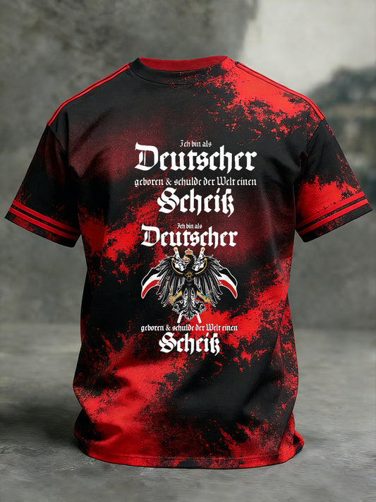 Herren Vintage deutsche Flagge Print Casual T-Shirt