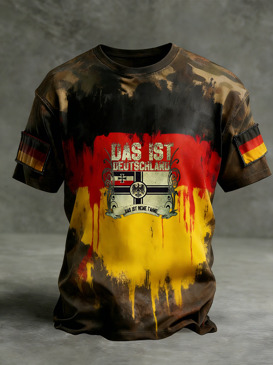 Herren Vintage deutsche Flagge Print Casual T-Shirt