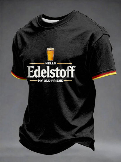 Herren-T-Shirt mit Bierliebhaber-Print und kurzen Ärmeln