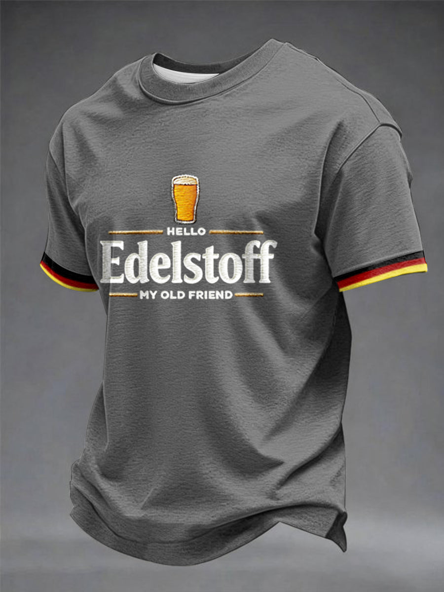 Herren-T-Shirt mit Bierliebhaber-Print und kurzen Ärmeln