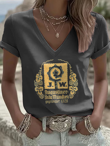 Frauen-T-Shirt für Bierliebhaber mit kurzen Ärmeln