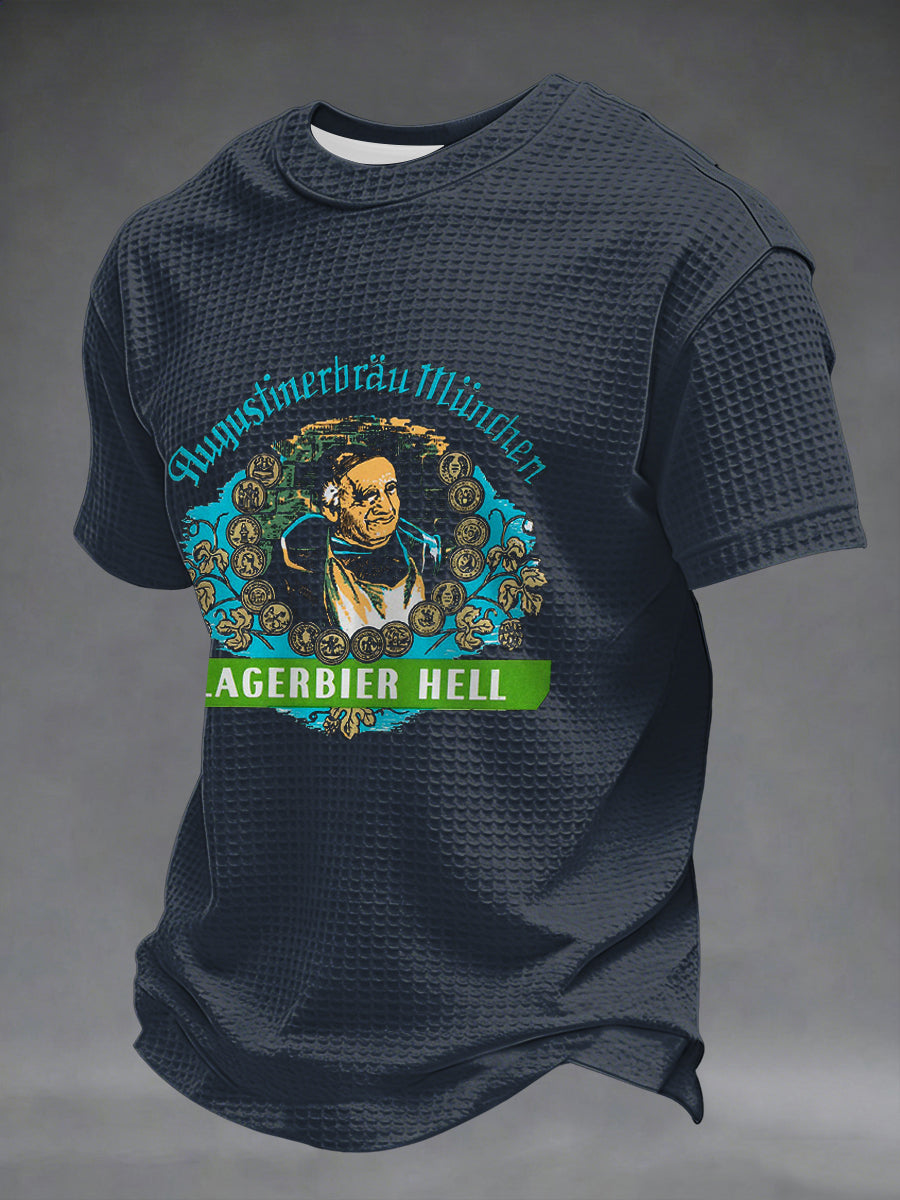 Herren Bier Liebhaber Waffel Kurzarm T-Shirt