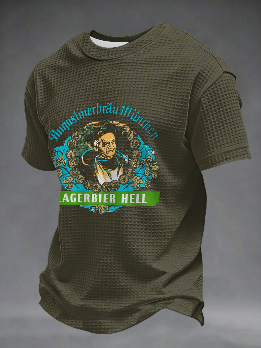 Herren Bier Liebhaber Waffel Kurzarm T-Shirt