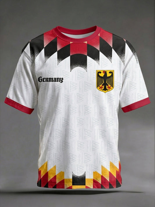 Retro deutsches Emblem Steigung geometrisches lässiges T-Shirt