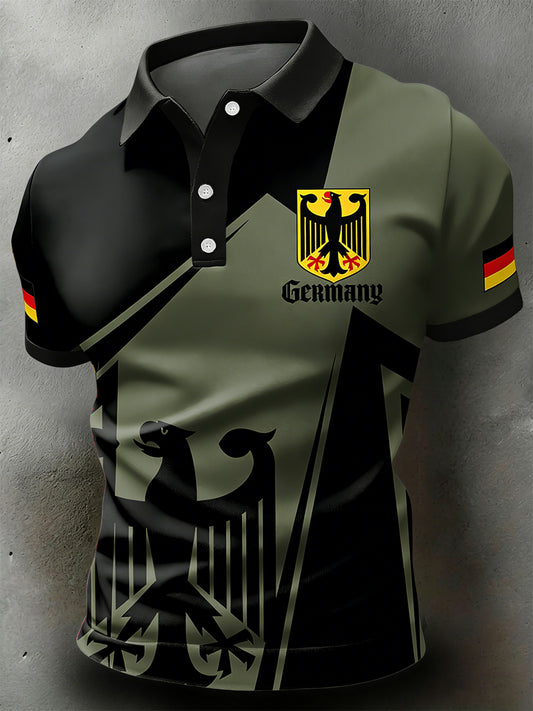 Retro deutsches Emblem geometrisches lässiges Polos hirt
