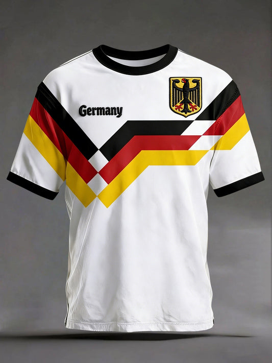 Retro deutsche Flagge Geometrisches Patchwork Casual T-Shirt