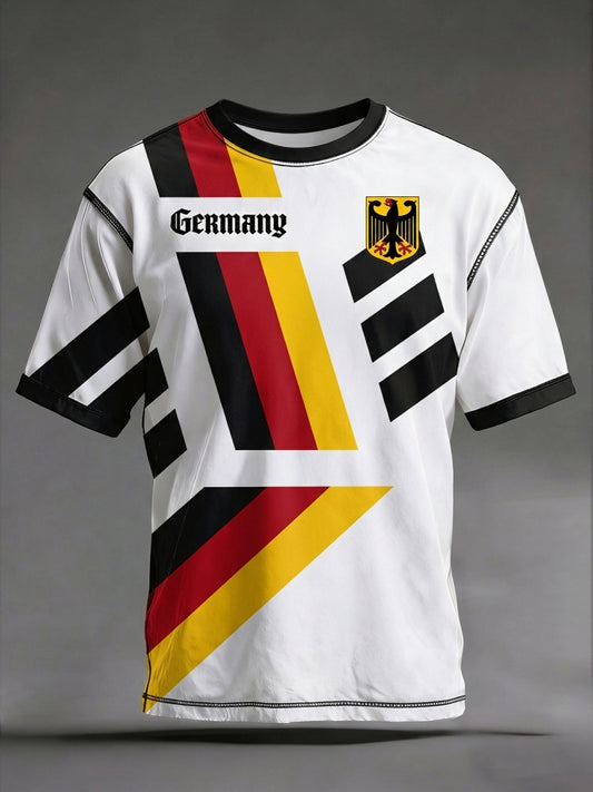 Retro deutsches Emblem geometrisches lässiges T-Shirt
