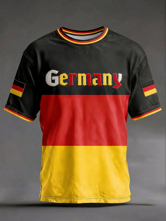 Retro deutsche Flagge Patchwork lässig T-Shirt