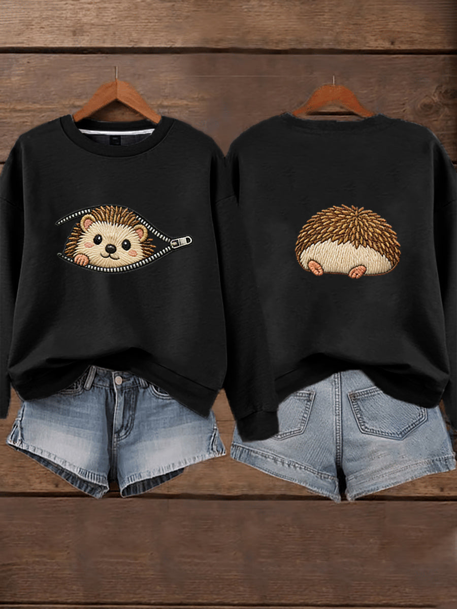 Damen Sweatshirt mit süßem Igel druck