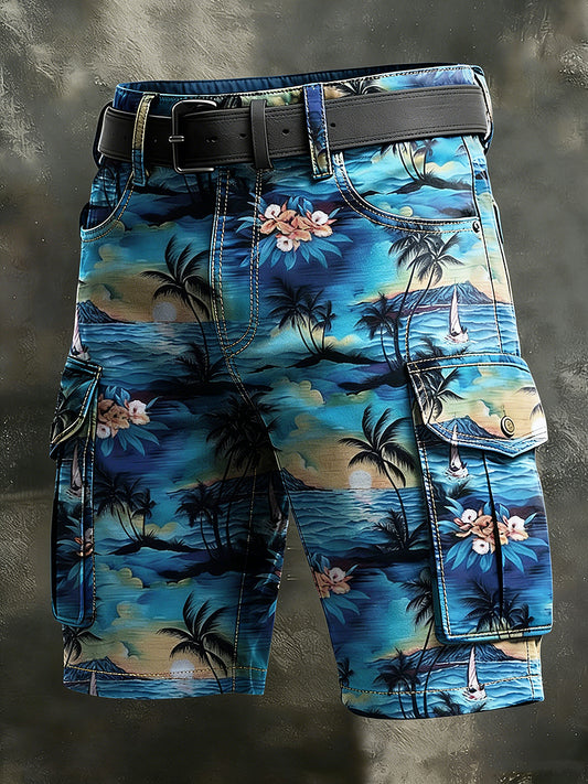 Herren Retro Urlaub Business Art Print Freizeit shorts