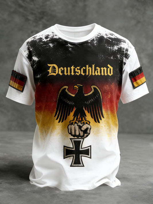 Herren-Vintage-T-Shirt mit deutscher Flagge im Casual-Style
