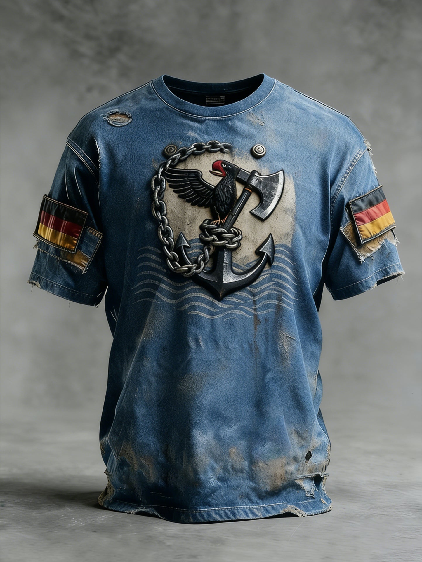 Herren-Vintage-T-Shirt mit deutscher Flagge im Casual-Style