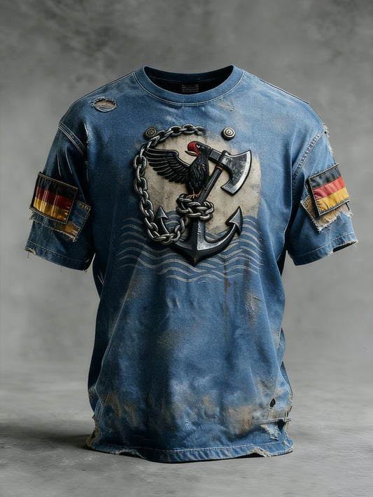 Herren-Vintage-T-Shirt mit deutscher Flagge im Casual-Style