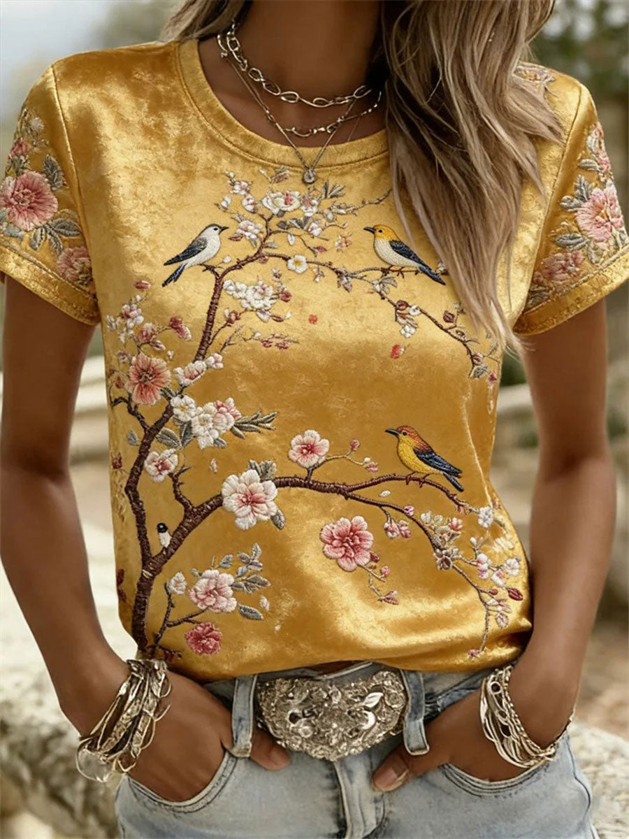 Damen-T-Shirt mit floralem Kunstprint