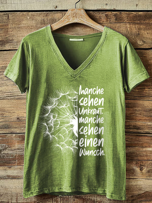 Kurzärmliges T-Shirt mit Blumen druck für Damen