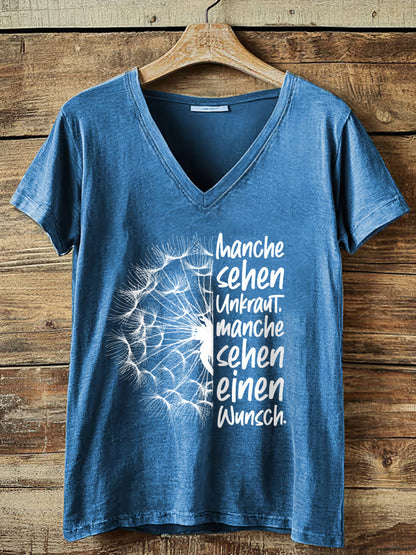 Kurzärmliges T-Shirt mit Blumen druck für Damen