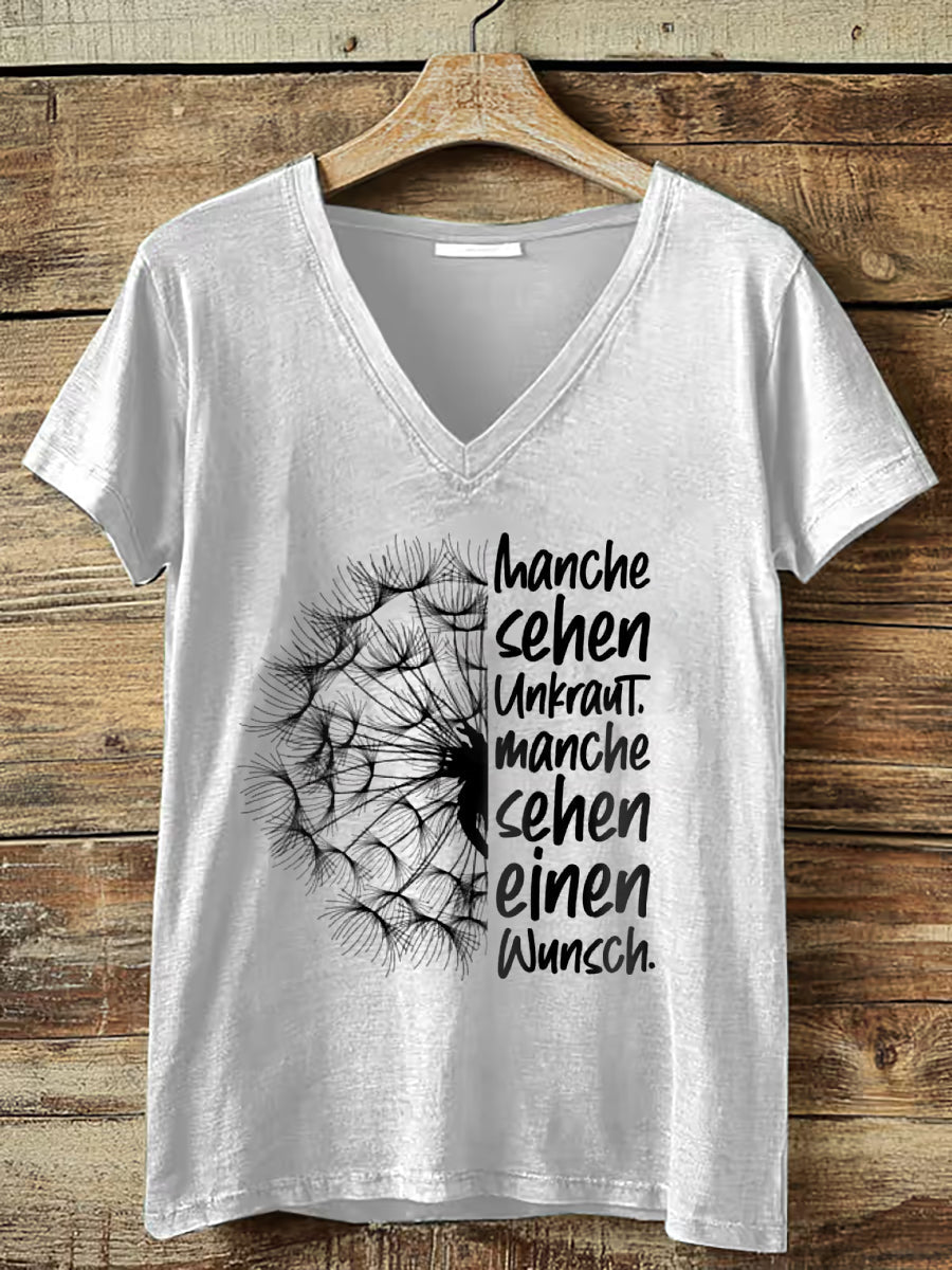 Kurzärmliges T-Shirt mit Blumen druck für Damen