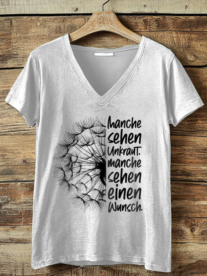 Kurzärmliges T-Shirt mit Blumen druck für Damen
