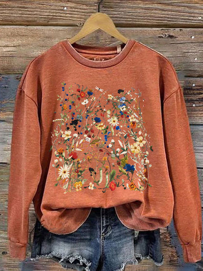 Damen Sweatshirt mit Blumen druck
