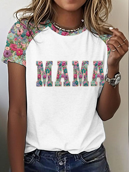 Damen personal isiertes Mama bedrucktes Rundhals-T-Shirt mit kurzen Ärmeln