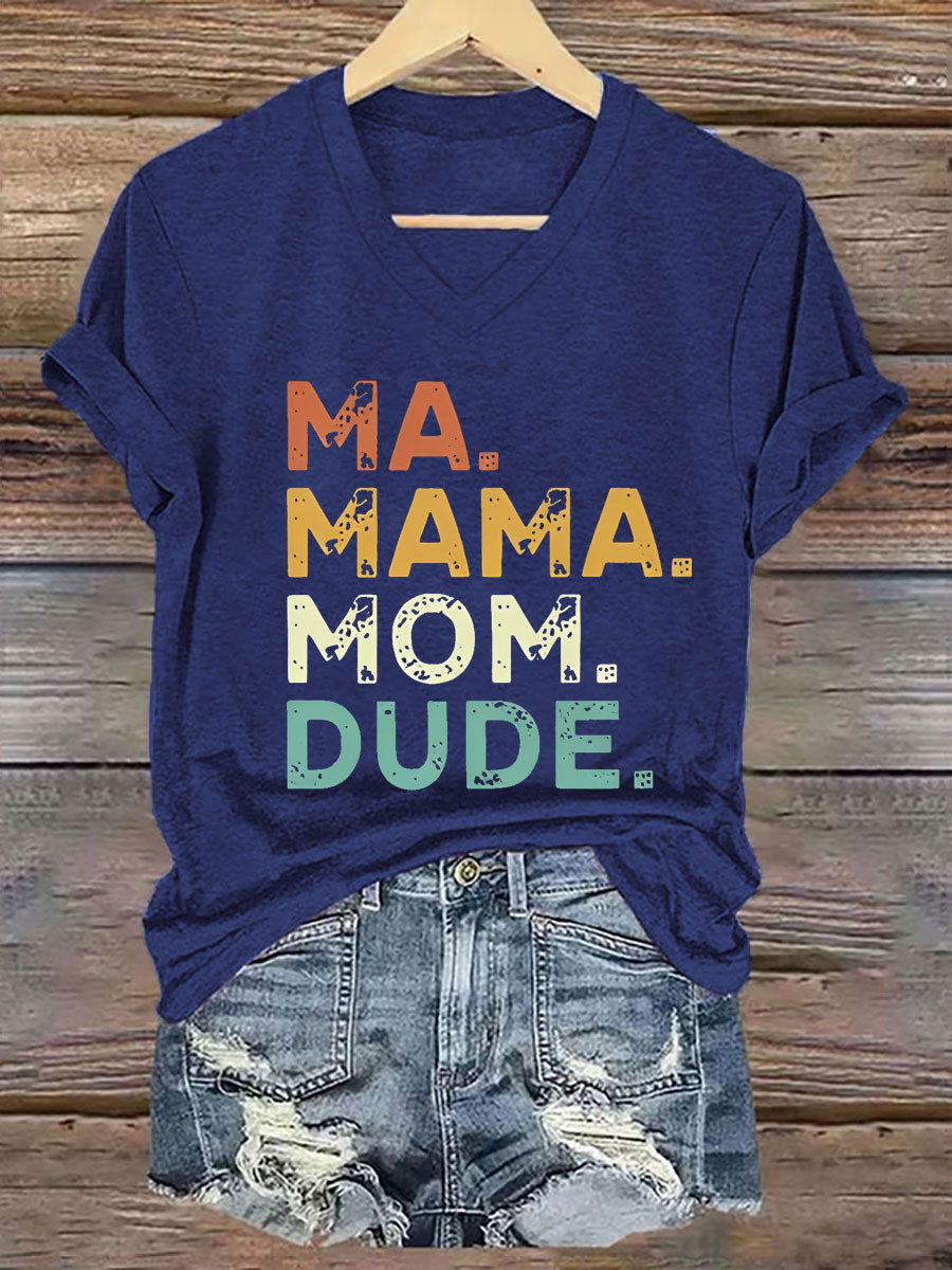 Frauen Ma Mama Mom Dude Eisen auf Kurzarm T-Shirt
