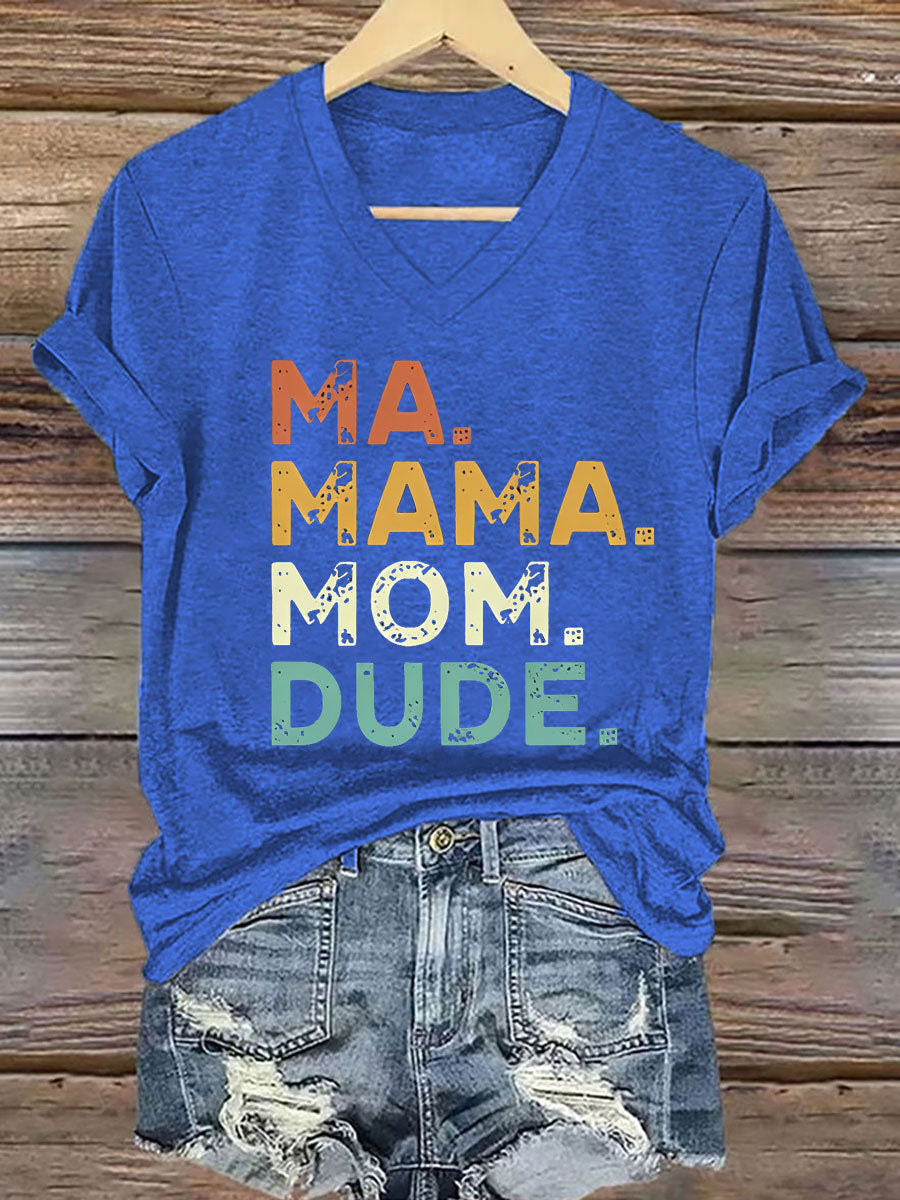 Frauen Ma Mama Mom Dude Eisen auf Kurzarm T-Shirt