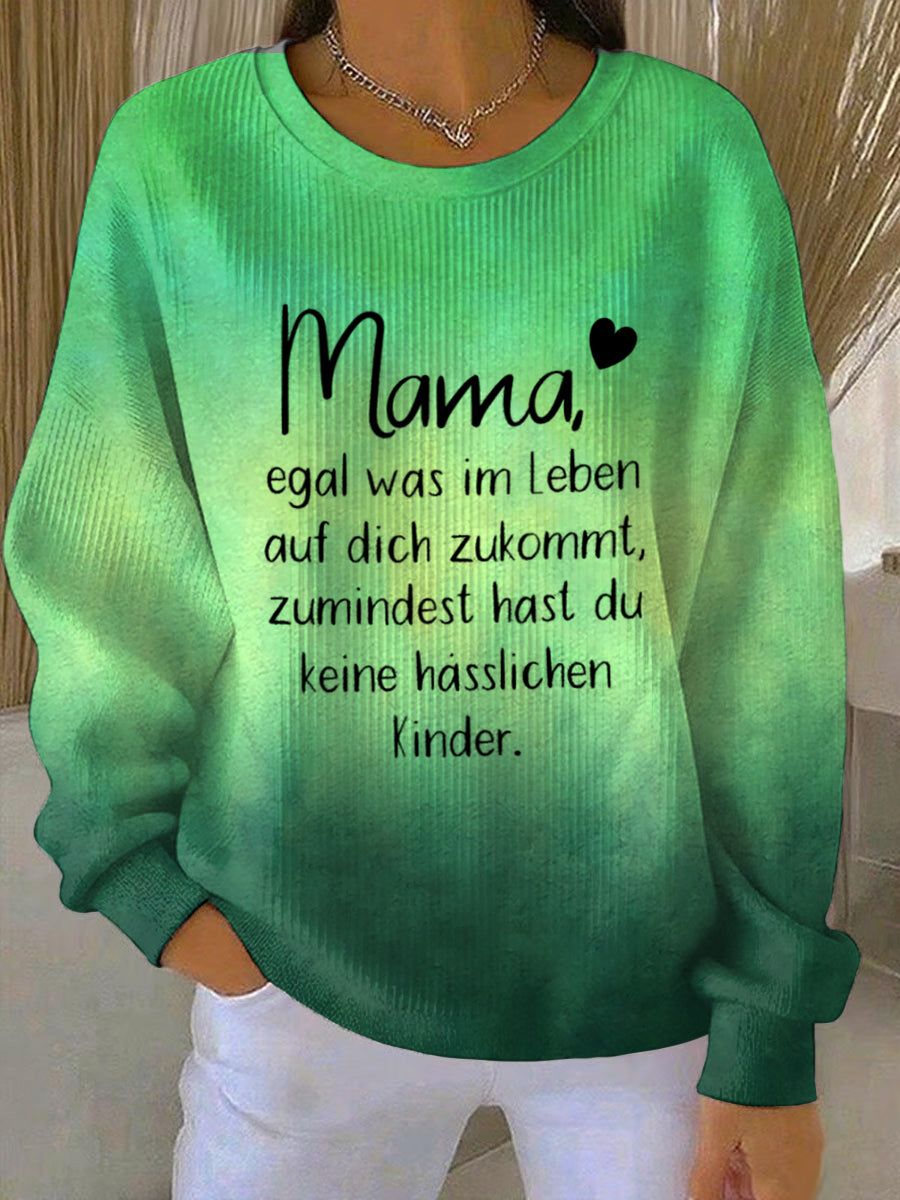 Damen-Sweatshirt mit Rundhalsausschnitt und Rippbündchen als Muttertagsgeschenk