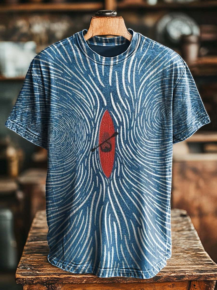Vortex Kajak Print Lässiges Kurzarm-T-Shirt
