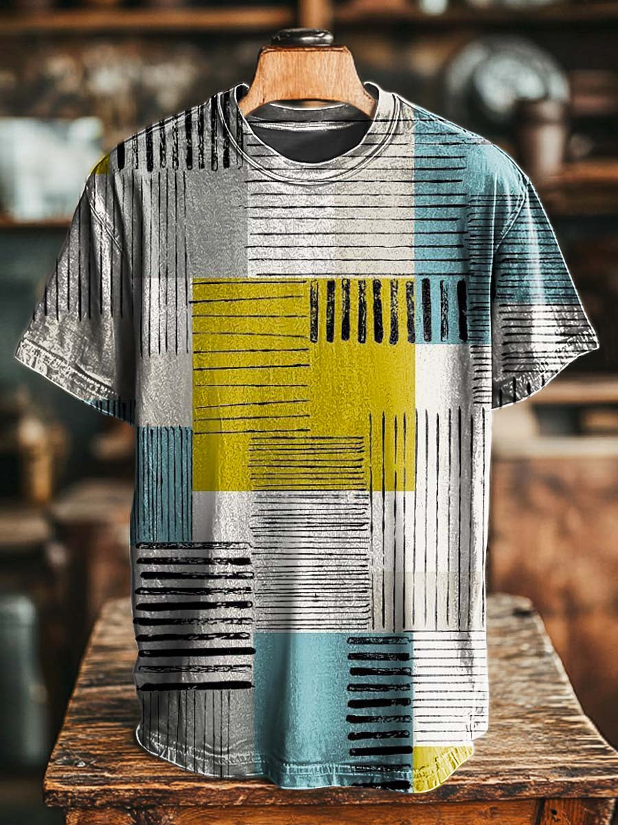 Minimalist isches geometrisches Print-Kurzarm-T-Shirt