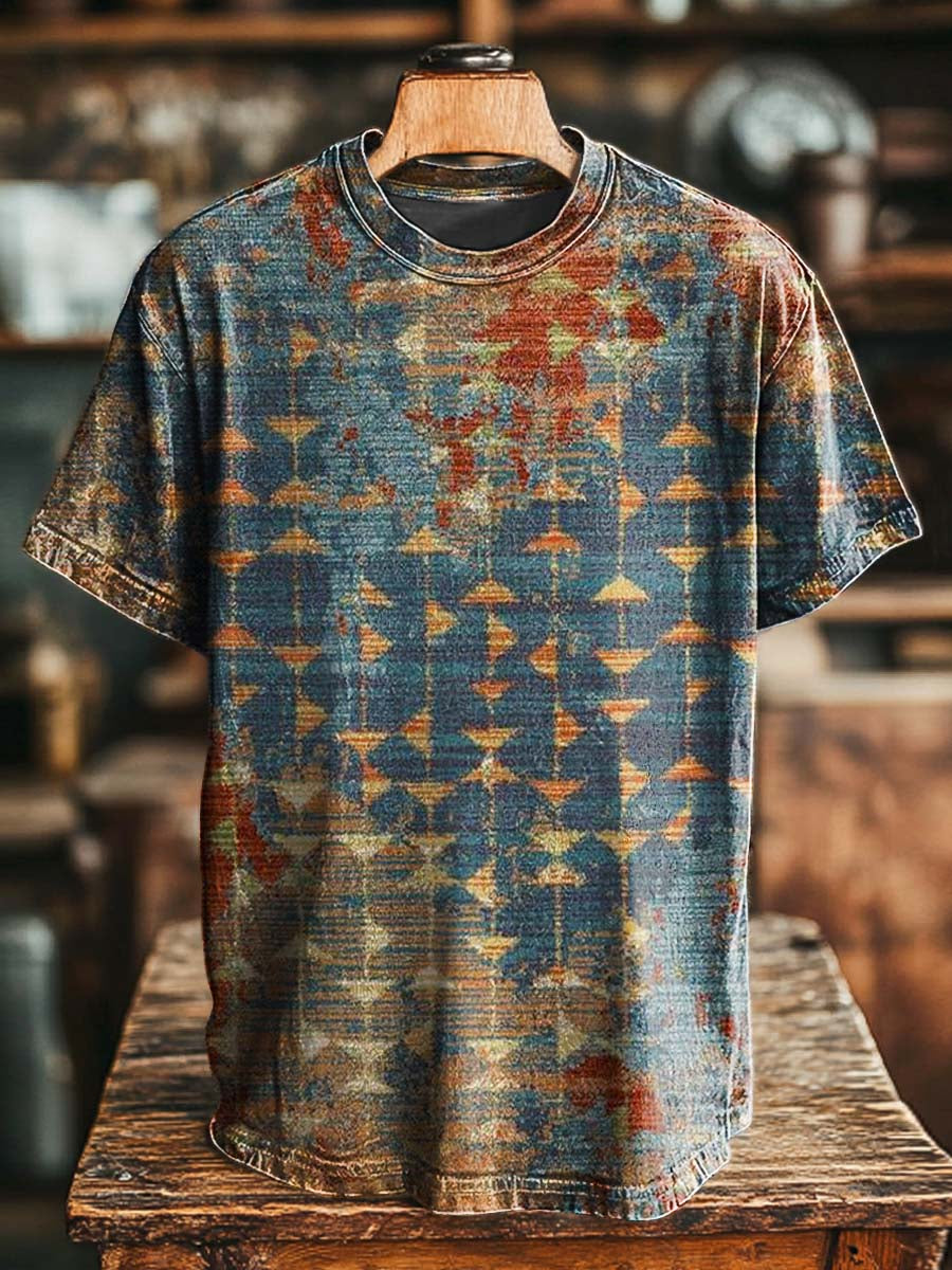 Retro-Dreieck-Druck-lässiges Kurzarm-T-Shirt