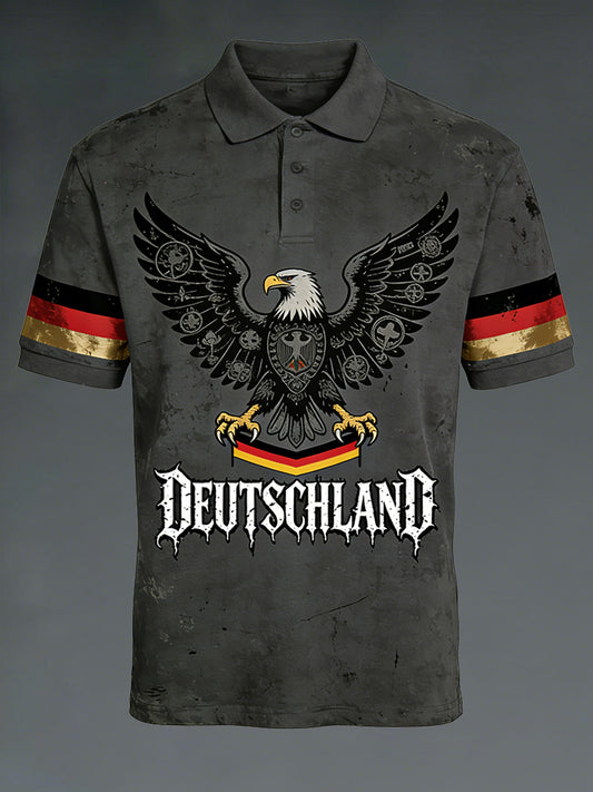 Herren-Poloshirt im Destroyed-Look mit Print