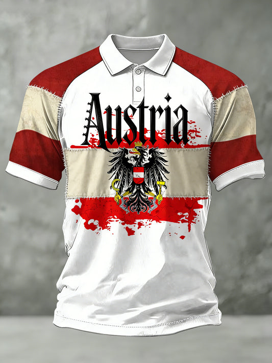 Herren-Poloshirt mit österreichisch inspiriertem Print
