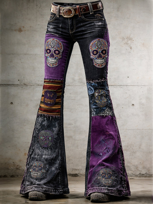 Damen-Retro-Jeans mit Kunstprint, lässig und bequem