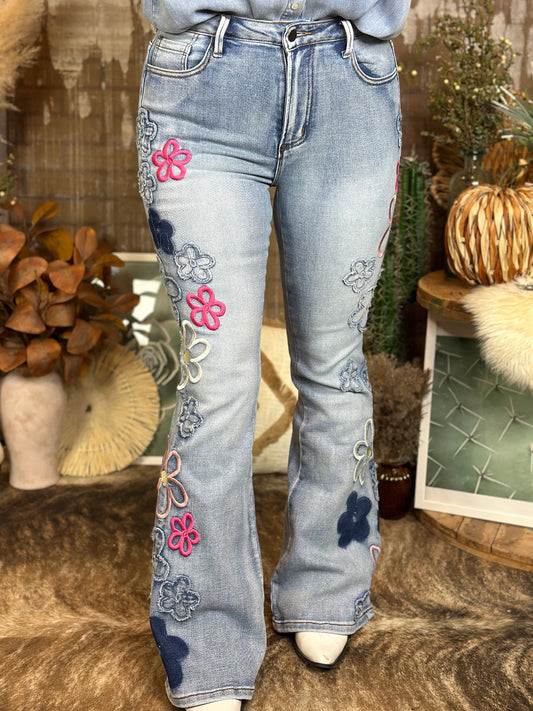 Damen-Retro-Jeans mit Kunstprint, lässig und bequem
