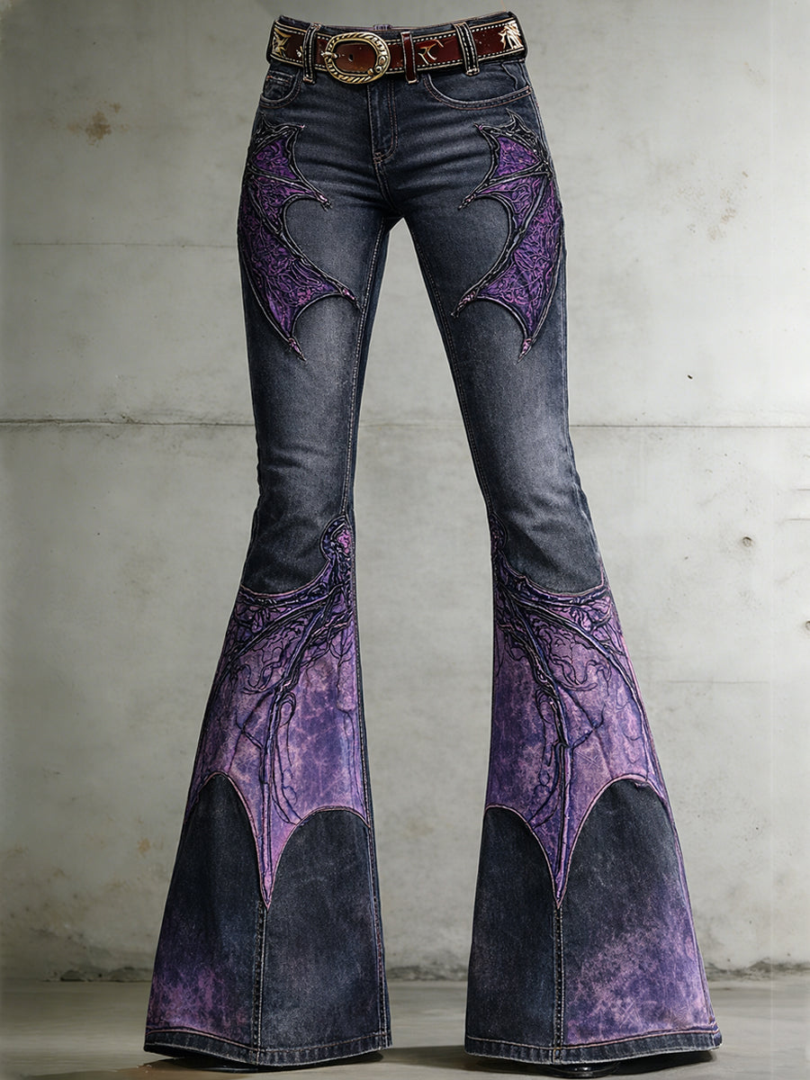 Damen-Retro-Jeans mit Kunstprint, lässig und bequem