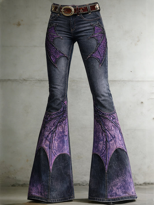 Damen-Retro-Jeans mit Kunstprint, lässig und bequem
