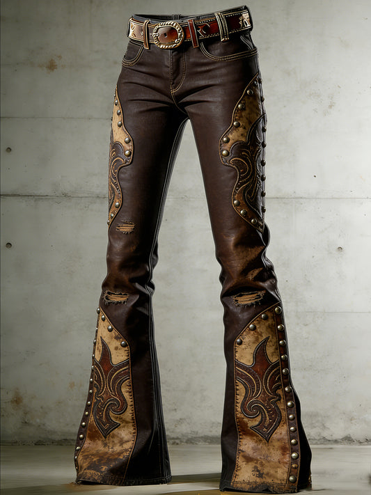 Damen-Retro-Jeans mit Kunstprint, lässig und bequem