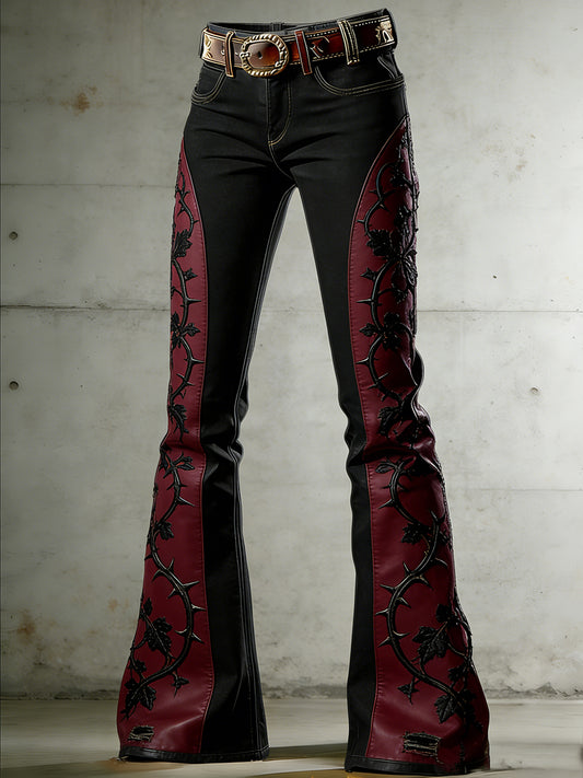 Damen-Retro-Jeans mit Kunstprint, lässig und bequem