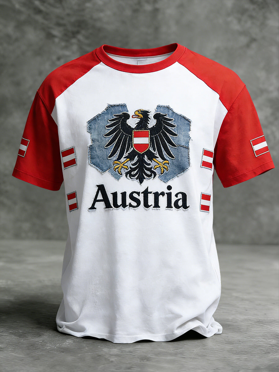 Vintage österreichisches Patchwork-Casual-T-Shirt
