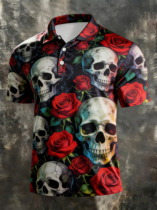 Herren-Shirt mit Totenkopf-Print und kurzen Ärmeln
