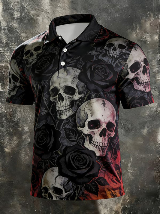 Herren-Shirt mit Totenkopf-Print und kurzen Ärmeln