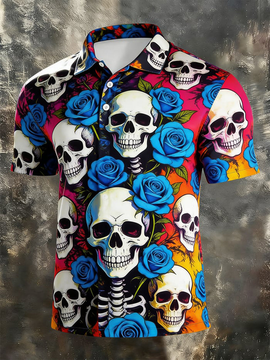 Herren-Shirt mit Totenkopf-Print und kurzen Ärmeln