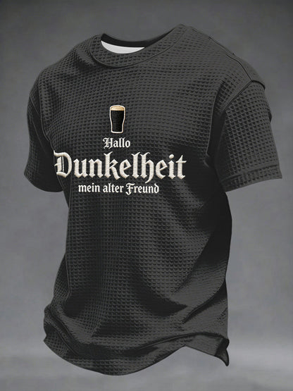 Herren-Druck-Waffelhemd mit dem Motiv „Hello Darkness My Old Friend“